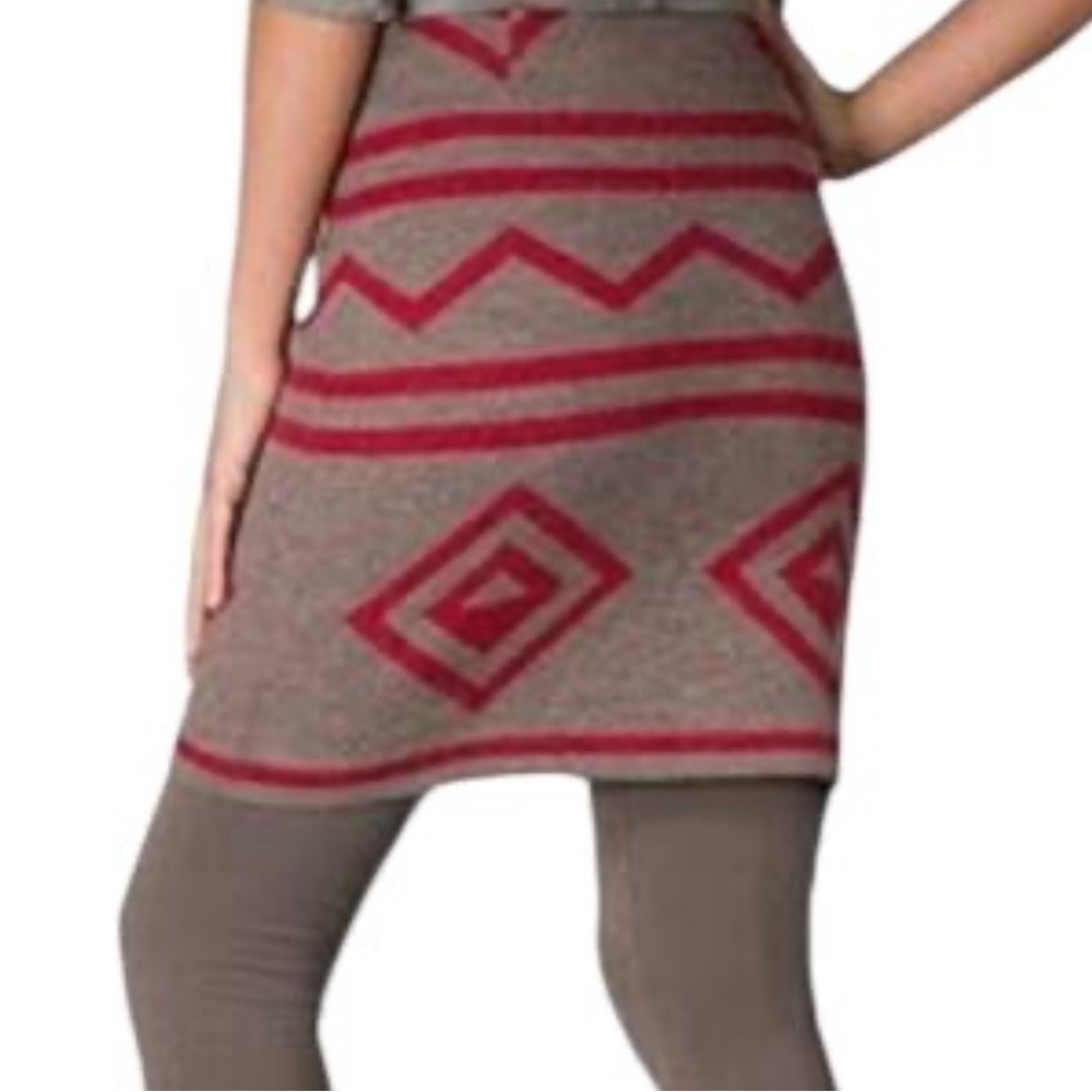 Toad & Co. Heartfelt Sweater Skirt Merino Wool Stripes & Diamonds Size Small